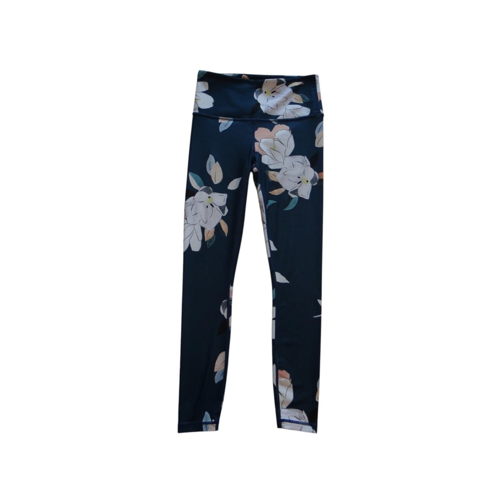 Floral High-Waisted Leggings by OAILA - Navy Blue